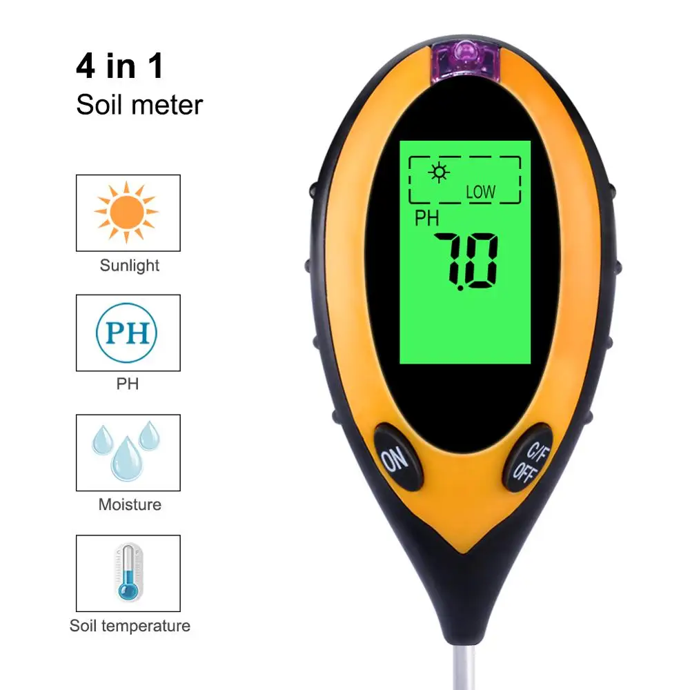 Testador de Solo Quatro em um Medidor Portátil de Umidade do Solo Medidor ce do Solo Medidor de ph do Solo Medidor de Intensidade de Luz de Detecção