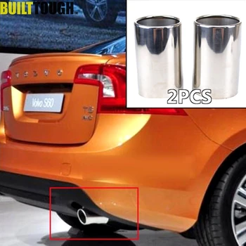 2 adet egzoz ucu Volvo S60 V60 Xc60 2011 2012 2013 susturucu boru egzoz borusu End sonlandırıcı krom Trim paslanmaz çelik kutulu