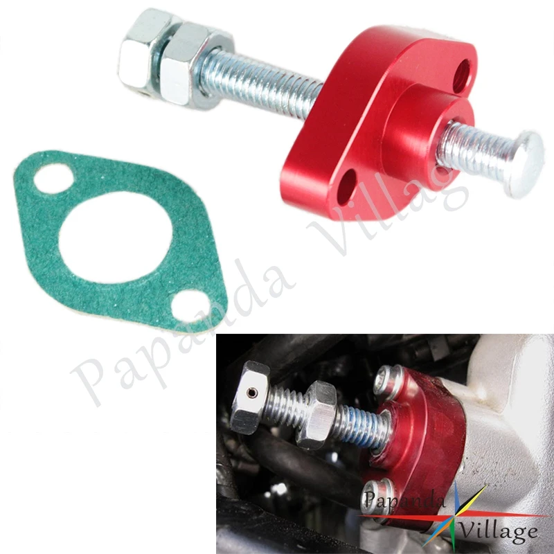 Tensor de cadena de distribución de leva Manual de carreras todoterreno de aluminio rojo Papanda para Suzuki DR 650S/SE 1990-2009 KLX 400 CRF 150R 250R