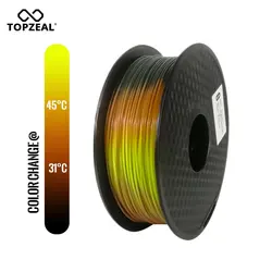TOPZEAL Newly PLA Tri Temp Change Color Lava 3D Printer Filament, Black to Red to Yellow, 1KG 1.75mm with Tolerance +/-0.05mm