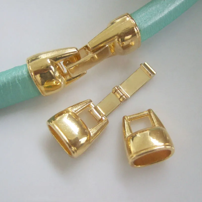 5Set Gold Plated Tone Smooth Snap Clasp For 10x6.5mm Licorice Leather Cord Jewelry Fittings Bracelet Making