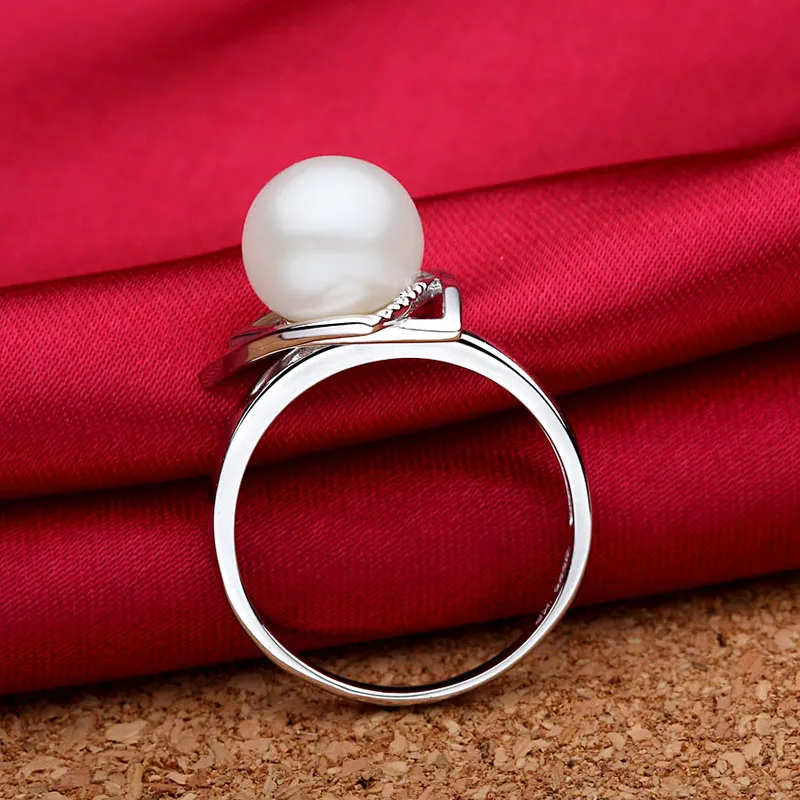 Sinya 925 Sterling Silver 9-10mm Natural Freshwater Pearl Fine Jewelry Wedding Brand Engagement Ring for Women Lover