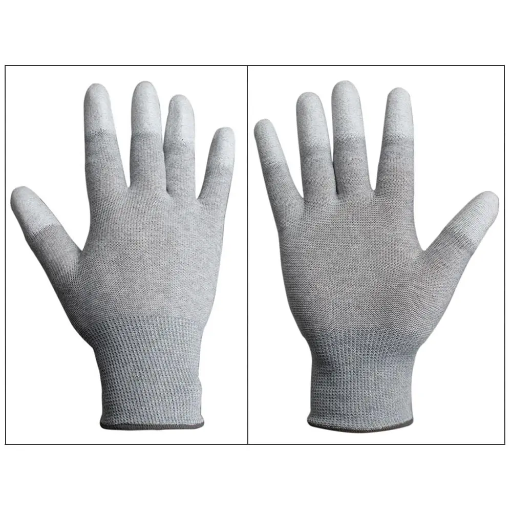 1 Pair Anti Static ESD Safe Gloves Anti-skid PU Finger Coated for Computer PC Electronic Repair Work Gloves Medium / Large Size