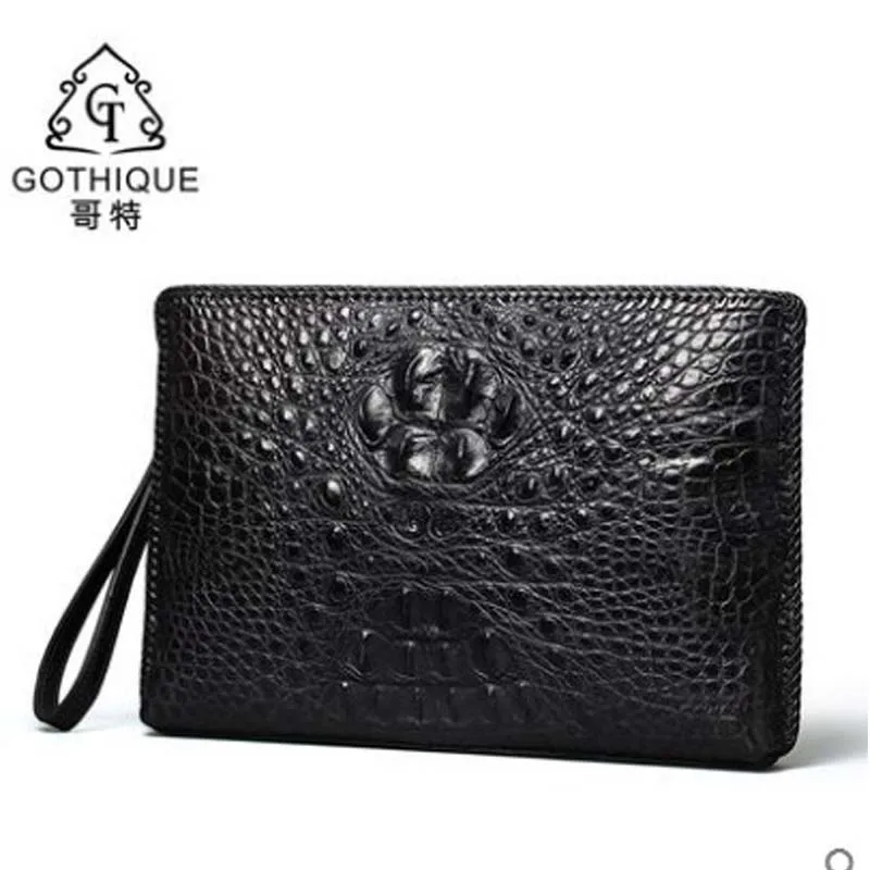 gete new Crocodile leather handbag men's fashion large capacity handbag men's genuine leather men's clutch bag