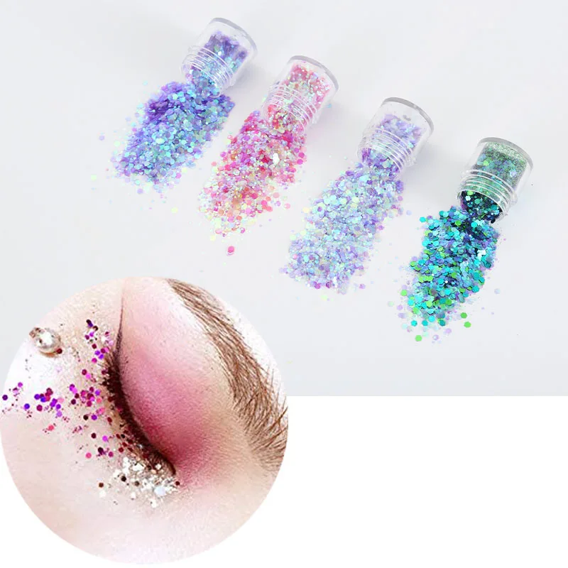 8 Boxes Chunky Glitter Nail Sequins Iridescent Flakes Ultra-thin Tips Colorful Mixed Paillette Face Body Hair Nail Art