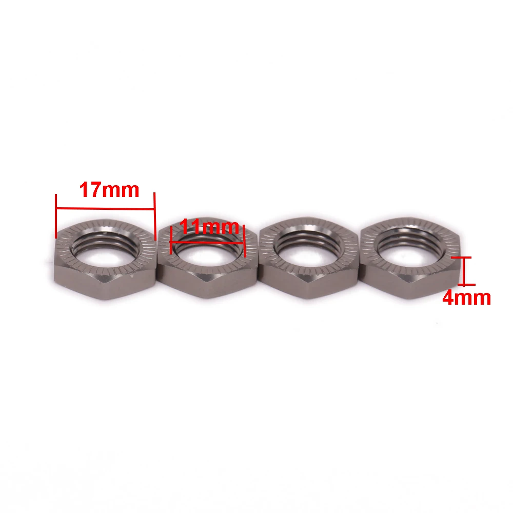 4PCS M17 17mm Wheel Hex Adapter Nut Thread Pitch 1.25mm For Some Rc Hobby Model Car Hobao N10219 Wheel Nut 1/8 RCAWD Aluminum