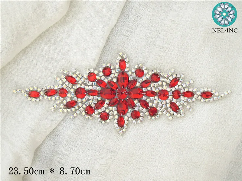 (30PCS)Wholesale hand beaded sewing bridal AB crystal rhinestone applique iron on for wedding dress WDD0911