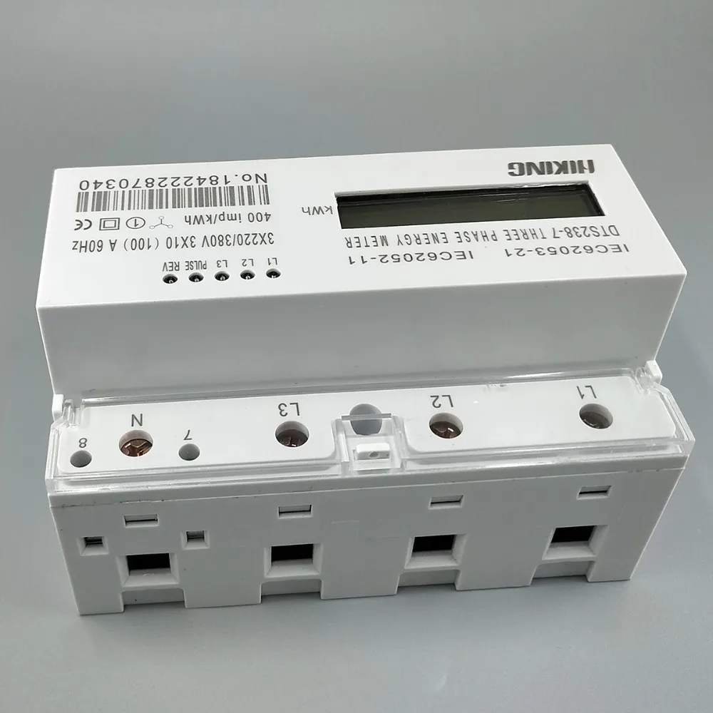 10(100)A 3*220V/380V 60HZ  three phase Din rail KWH Watt hour din-rail energy meter LCD