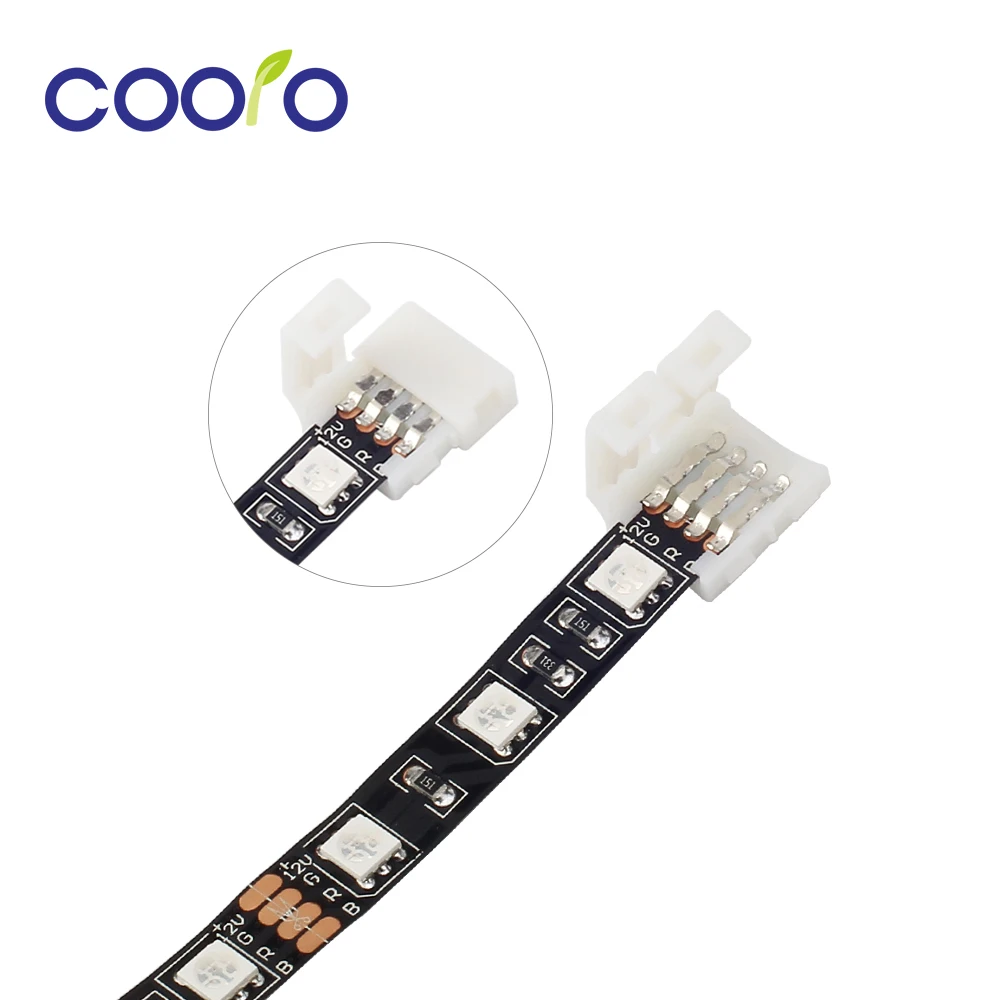 

5pcs/lot,10mm 4pin LED strip connector for 5050 RGB LED strip, free solder connector,Free shipping