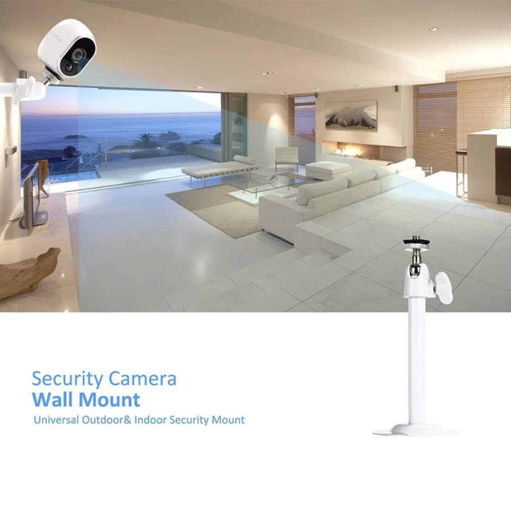 1Pack White Metal Security Camera Wall Mount,Adjustable Indoor/Outdoor Mounting Bracket Designed for Arlo, Arlo Pro, CCTV Camera