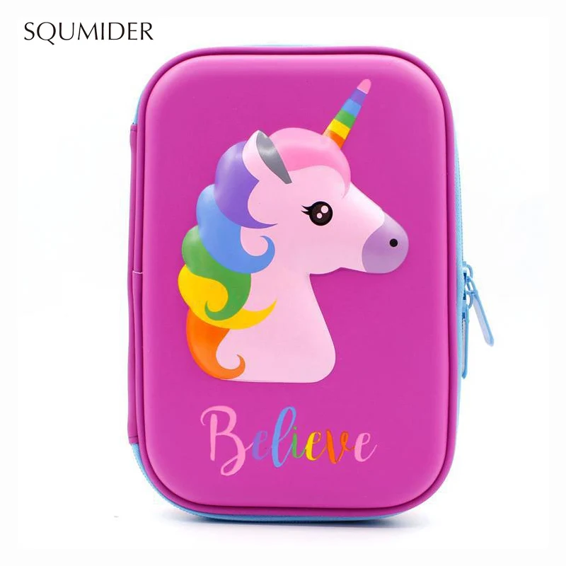 EVA Large Capacity Box Lapices Unicorn School Cartoon stationery bag for Kids large capacity child safety non-toxic high quality