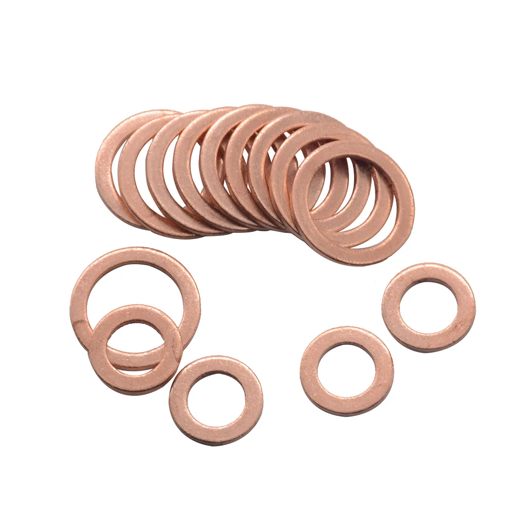 10PCS Solid Copper Washer Flat Ring Gasket Sump Plug Oil Seal Fittings 10*14*1MM Fastener Hardware Accessories 10x14x1MM