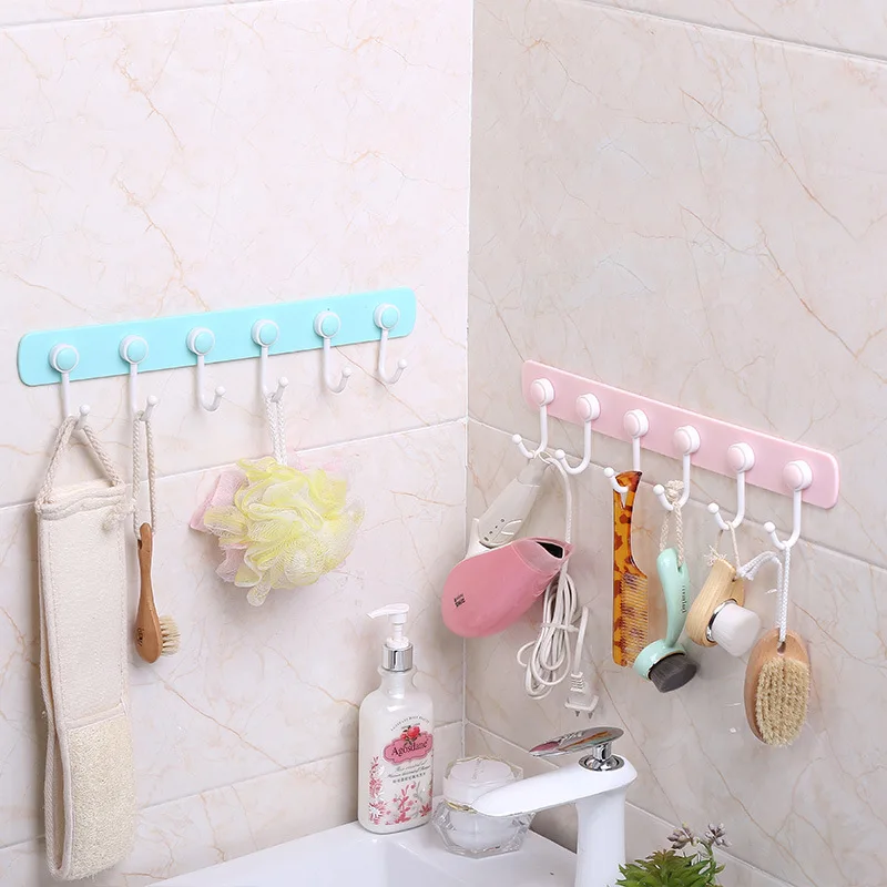 Multifunction Kitchen Storage Hook Holder 6 Hooks Wall Door Holder Hanger Rack For Spoon Scoop Bathroom Kitchen Organizer