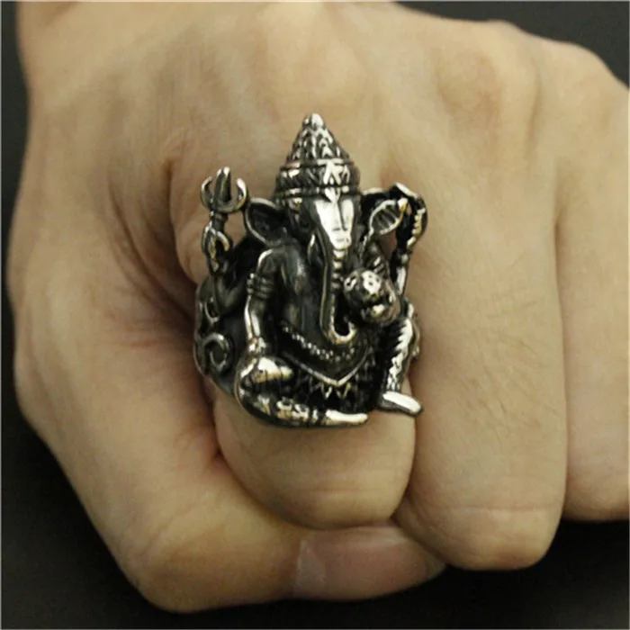 1pc New Arrival Cool Ganesh Ring 316L Stainless Steel Man Boy Fashion Hot Band Party Ganesh Ring