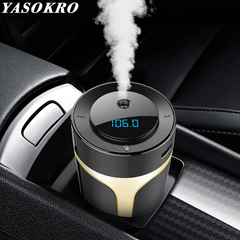 

5V 2.1A Car Multifunction Air Purifier With Dual USB Car Charger FM Transmitter Bluetooth-compatible Car Kit AUX for Home Office