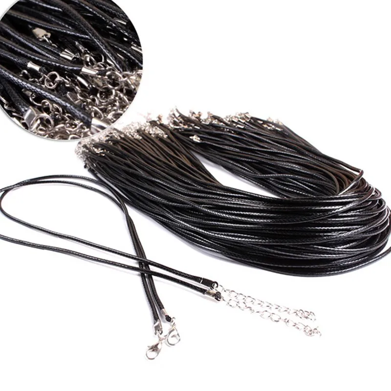 1PC Wholesale 2.0mm Hot Collares New Men Black PU Leather Cord Necklace For Women DIY Chain Jewelry Statement Gift