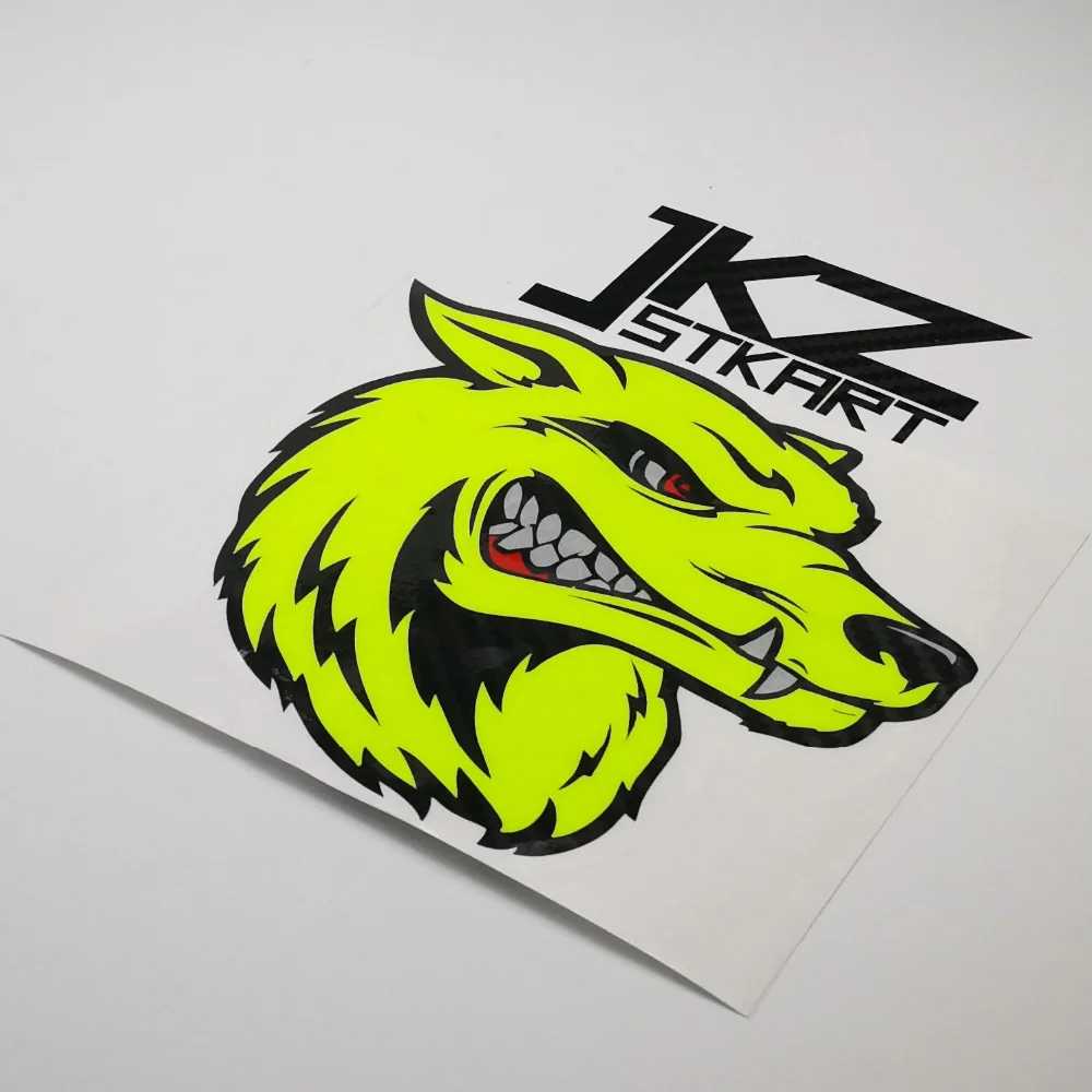 

JKZ STKART Vinyl Die Cut Multi-layer Stickers Decals Cartoon Angry Wolf Head 12 x 12cm for ATV Motor Bike Truck Helmet Sticker