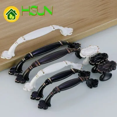 

Antique Black White Wardrobe Cupboard Handle Concise Cabinet Handle Pull Hardware Furniture Door Knob Zinc Alloy Handle