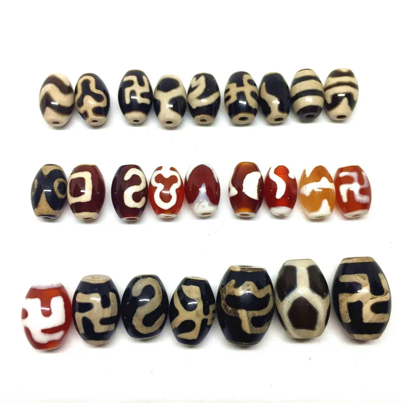 10pcs/lots Black and Red color 8*12mm 10*14mm 12*16mm Strip Money hook Lotus Ruyi Amulet Dzi Ji Loosing Beads