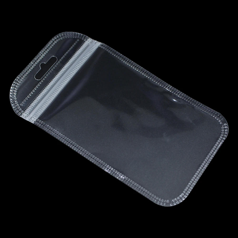 100PCS/ Lot Clear Plastic Zipper Bags For Electronic Accessories Storage Zip Lock Resealable Poly Grocery Package Bag Hang Hole