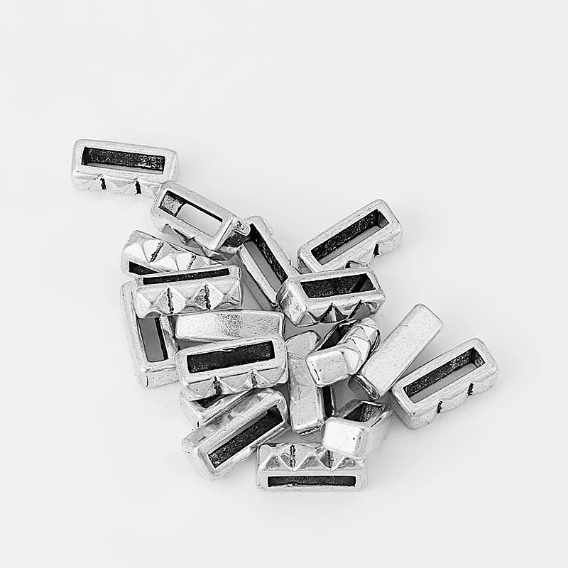 10pcs Raised Slider Spacers Charms beads For 10*2mm Flat Leather Cord diy bracelet jewelry making