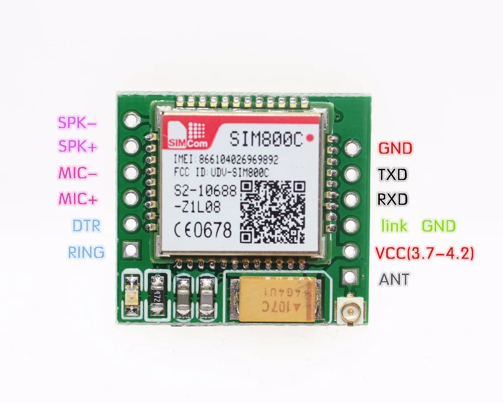 Smallest SIM800C GPRS GSM Module MicroSIM Card Core Board Quad-band TTL Serial Port (Compatible SIM800L SIM900A)