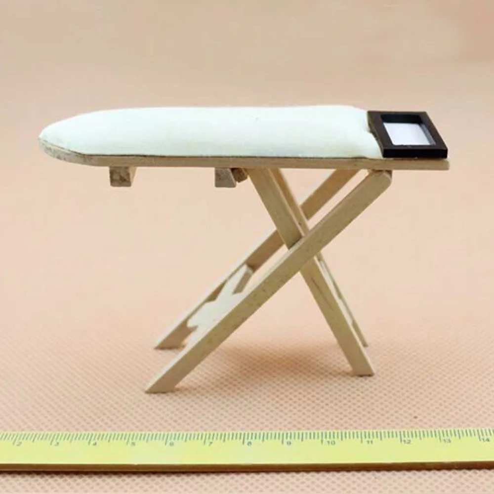 Iron with Ironing Board Doll House Furniture Dollhouse Room Decoration Children Girls Toy Gift  1: 12 Scale Dollhouse Miniature