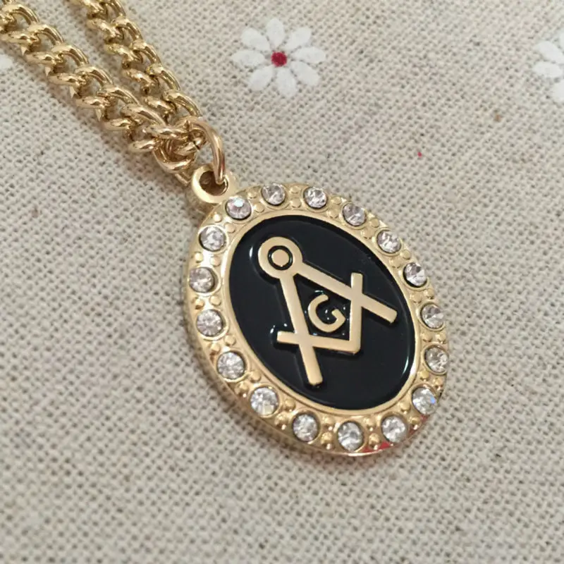 2017 New Square and Compass G Masonic Necklace Pendant with Chain Jewel Masons with Rhinestone Freemason Souvenir Gift