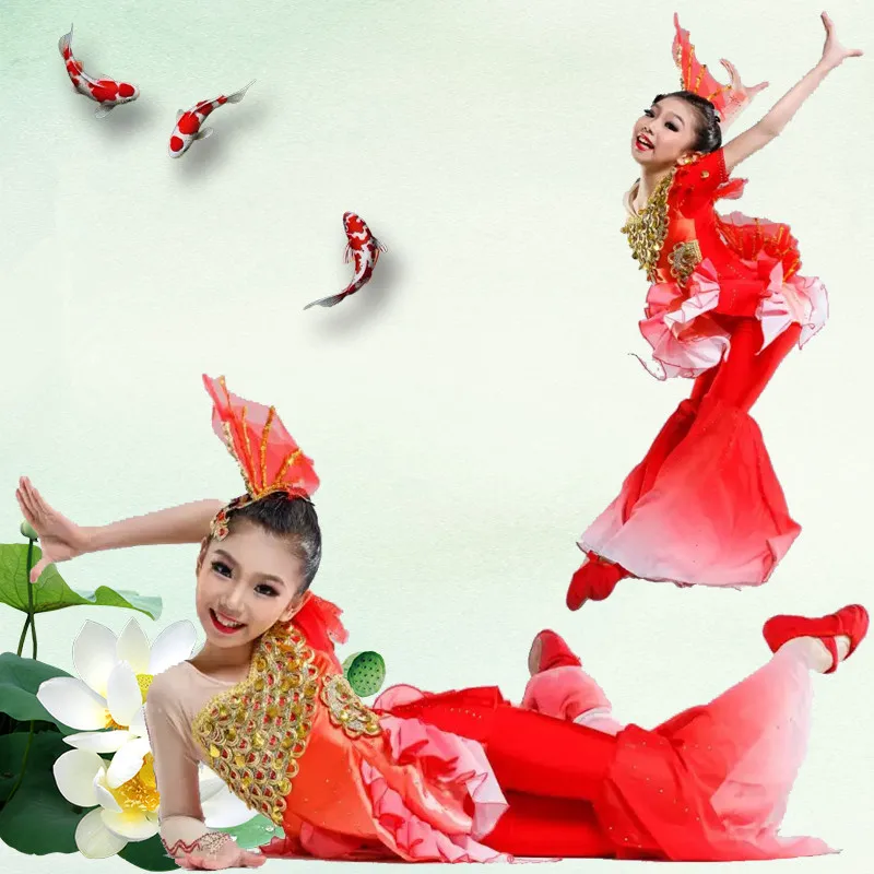 

red fish halloween costume sexy fish costumes for girls festival dance clothing cute animal dance costumes children's dance