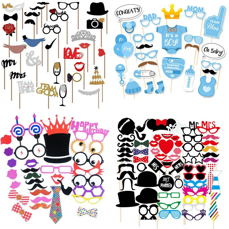

Fun Wedding Decoration Photo Booth Props DIY Mr Mrs Mask Glasses Photobooth Props Photo Accessories Wedding Event Party Decor