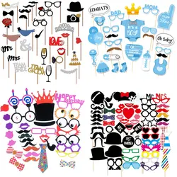 Fun Wedding Decoration Photo Booth Props DIY Mr Mrs Mask Glasses Photobooth Props Photo Accessories Wedding Event Party Decor