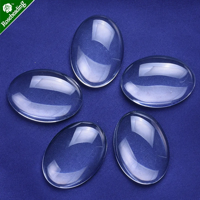 50pcs 22x30mm Clear Oval Glass Dome Cabochon Glass Tile Flatback Crystal Magnifying Cameo Base Cover fit Cameo Cabochon Setting