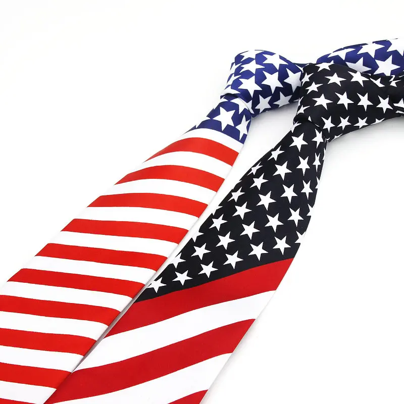 2018 Brand New Artificial Silk Star Striped American Flag Mens Necktie For Man Wedding Performance Tie For Business Party Ties