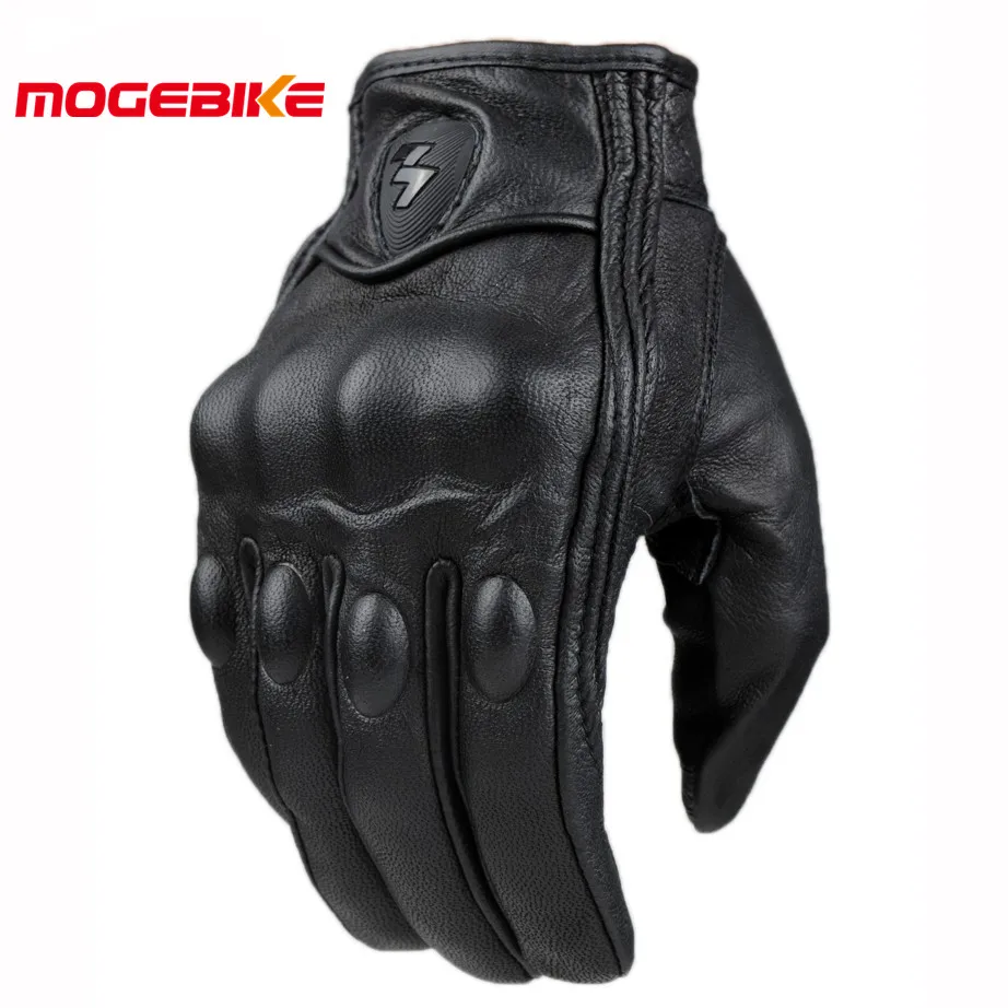 Retro Pursuit Perforated Real Leather Motorcycle Gloves Moto Waterproof Gloves Motorcycle Protective Gears Motocross Gloves gift 