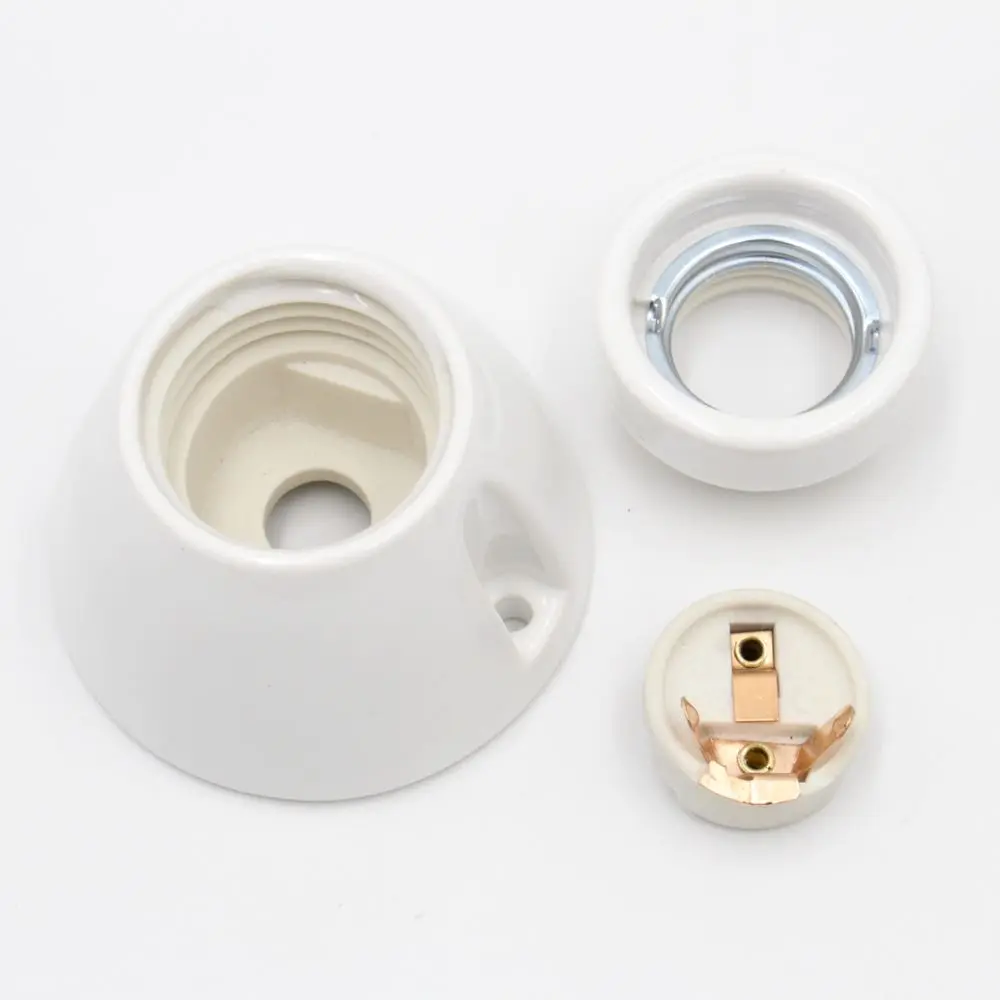 E27 Ceramic Lamp Holder Porcelain Ceiling Light Socket Wall Lamp Socket Fittings Bulb Holder