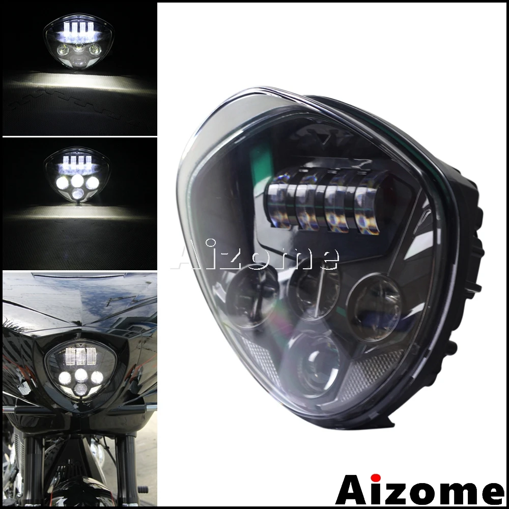 

Black Motorcycle LED Headlight For Victory Cruisers 2007-2016 w/ Bullet Style Headlight Headlamp Projector Head Light Hi/Lo Beam