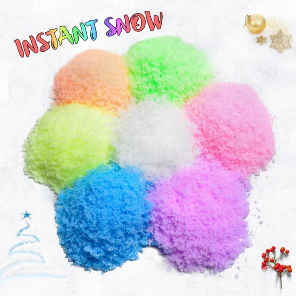 iWish 2PCS 40g Magic Growing Christmas Decorations Colorful Fake Artificial Snow Color Instant Expansion Grow Snowing Powder Toy