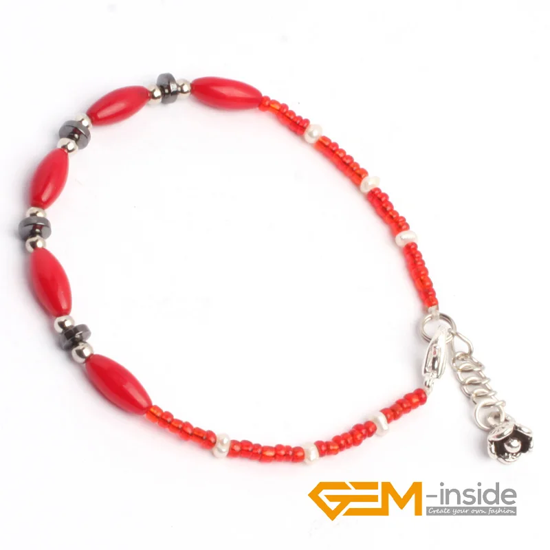 4X6MM Column Shape Natural Stone Bracelet ( Agat e Dalmatian Jades Aventurine Coral ) For Women For Gift Strand 15