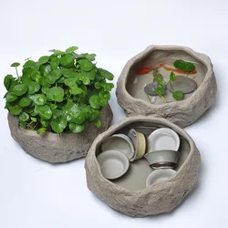 New ceramic modern Vase home decoration Rough pottery rock mud imitation stone vases Hydroponics Plant plant flower pot