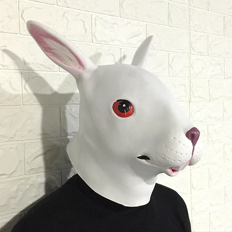 Creepy Rabit Mask Latex Animal Costume Prop Toys Party Halloween Event Festive Supplies Masks Kuso Funny Toys Gift for Friends