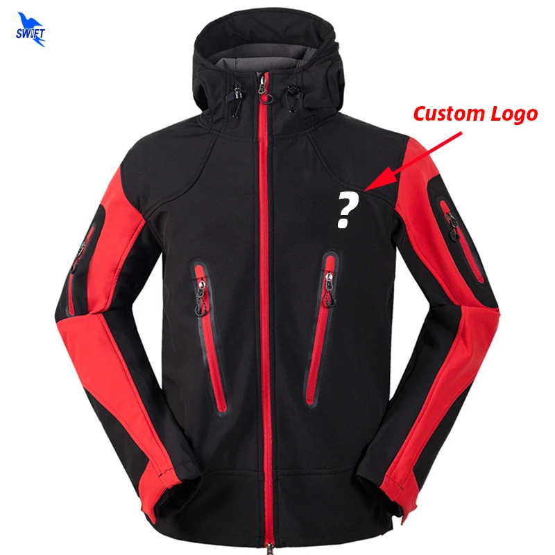 

Customize LOGO Waterproof Outdoor Climbing Mountain Hiking Clothing Warm Fleece Softshell Jacket Men Fishing Hunting Ski Clothes