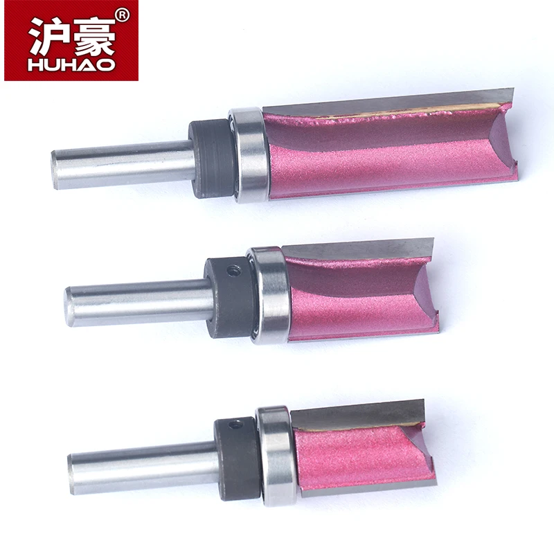 HUHAO-Rolamento Flush Trim Router Bit para Madeira, 8mm Shank, Bit reto, Tungstênio, Carpintaria, Fresagem, Corte, CNC Cutter Tool, 1Pc