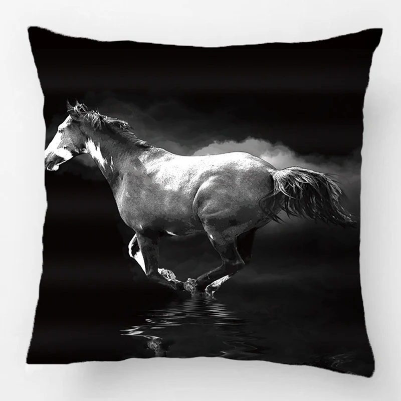 Galloping Pinto Horse And Smoke Throw Pillow Wedding Decorative Cushion Cover Pillow Case Customize Gift For Car Sofa Pillowcase