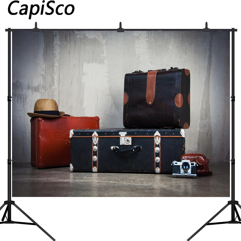 Capisco Old Luggage Suitcase Camera Retro portrait Interior Photography Backgrounds Photographic Backdrops For Photo Studio