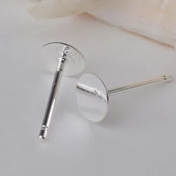 925 Sterling Silver Earring Post with Flat pad Head,3/4/5/6mm Pad. Earring Findings for Jewelry Making ,1pair