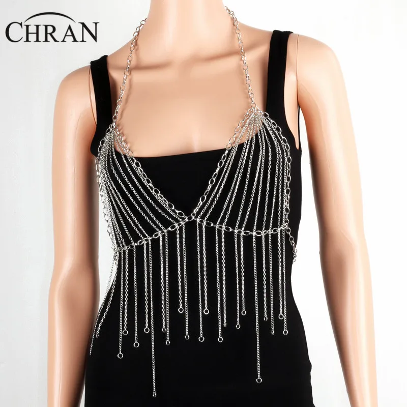 

Metal Body Harness Chain Bra Top Chest Waist Belt Witch Gothic Punk Fashion Metal Girl Festival Jewelry Accessories