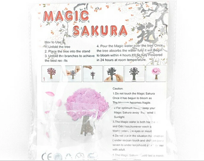 2PCS/LOT iWish 10x8cm Magic Growing Tree Amazing Grow Paper Sakura Crystal Trees Japan Desktop Cherry Blossom Toys For Children