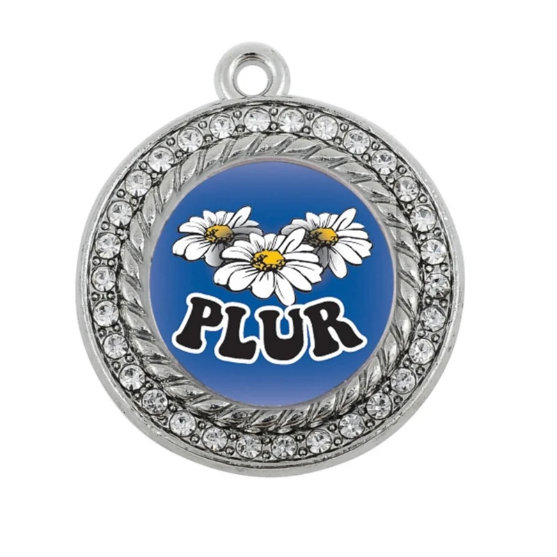 PLUR CIRCLE CHARM antique silver plated jewelry