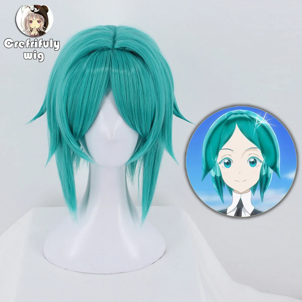 

Anime Houseki no Kuni Cosplay Wig Land of the Lustrous Phosphophyllite Synthetic Halloween Costume Green Short Hair