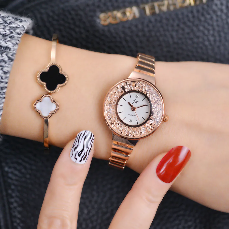 

Fashion Women Famous Brand JW Luxury Crystal Rhinestone Rose Gold Womens Analog Dress Wristwatches Ladies Quartz Casual Watch